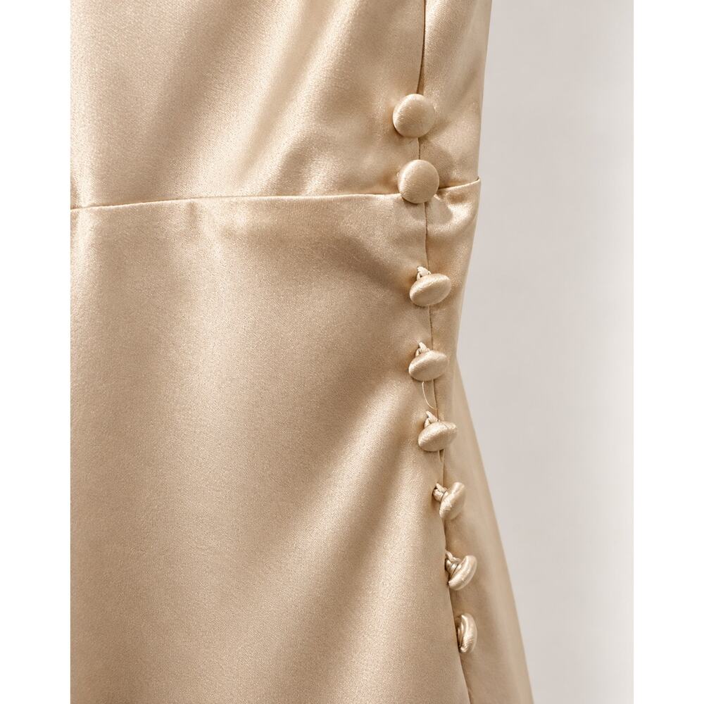 Reformation Florence Silk Dress Almond Size 10 NWT Lace Trim Midi Dress - Picture 4 of 8